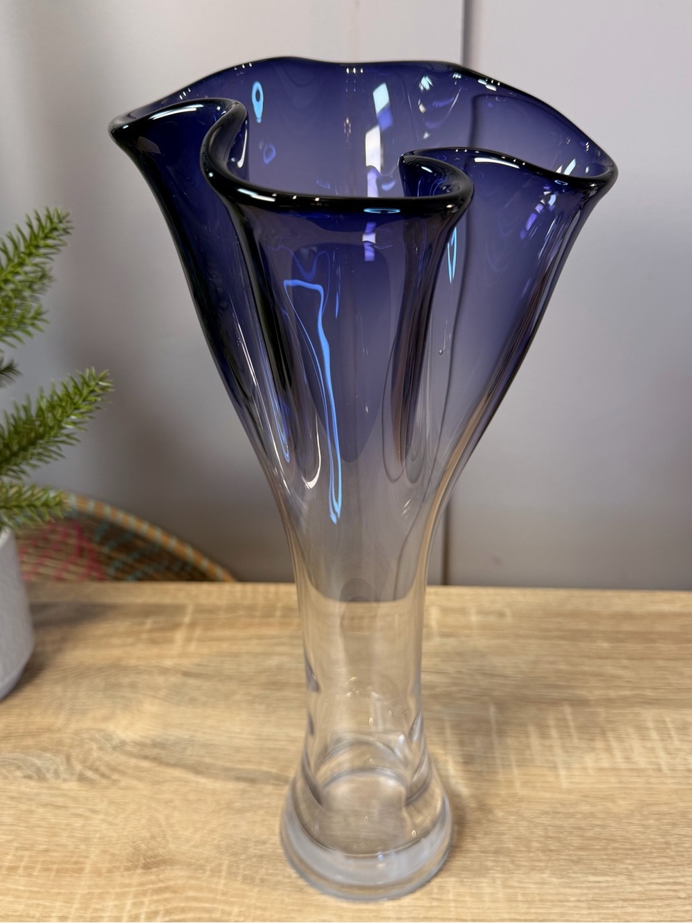 Clear With Purple Faded "Lenox" American By Design Non-Lead Crystal Vase 14”